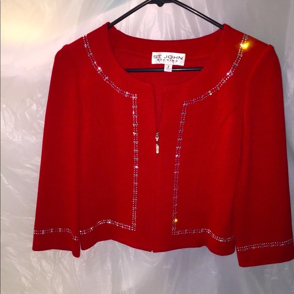 St. John Evening Kint Crystal Stones on Jacket - Picture 5 of 9